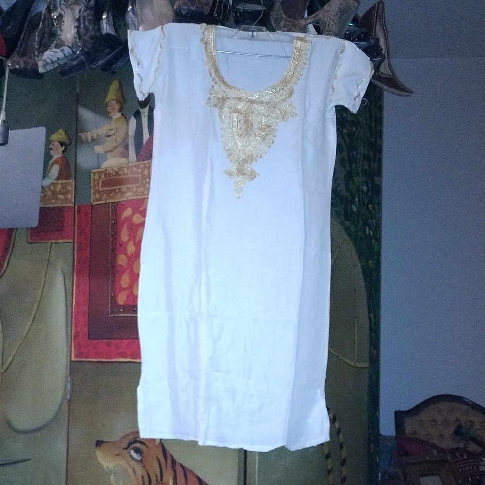 White and Gold Kids Moroccan Tunic